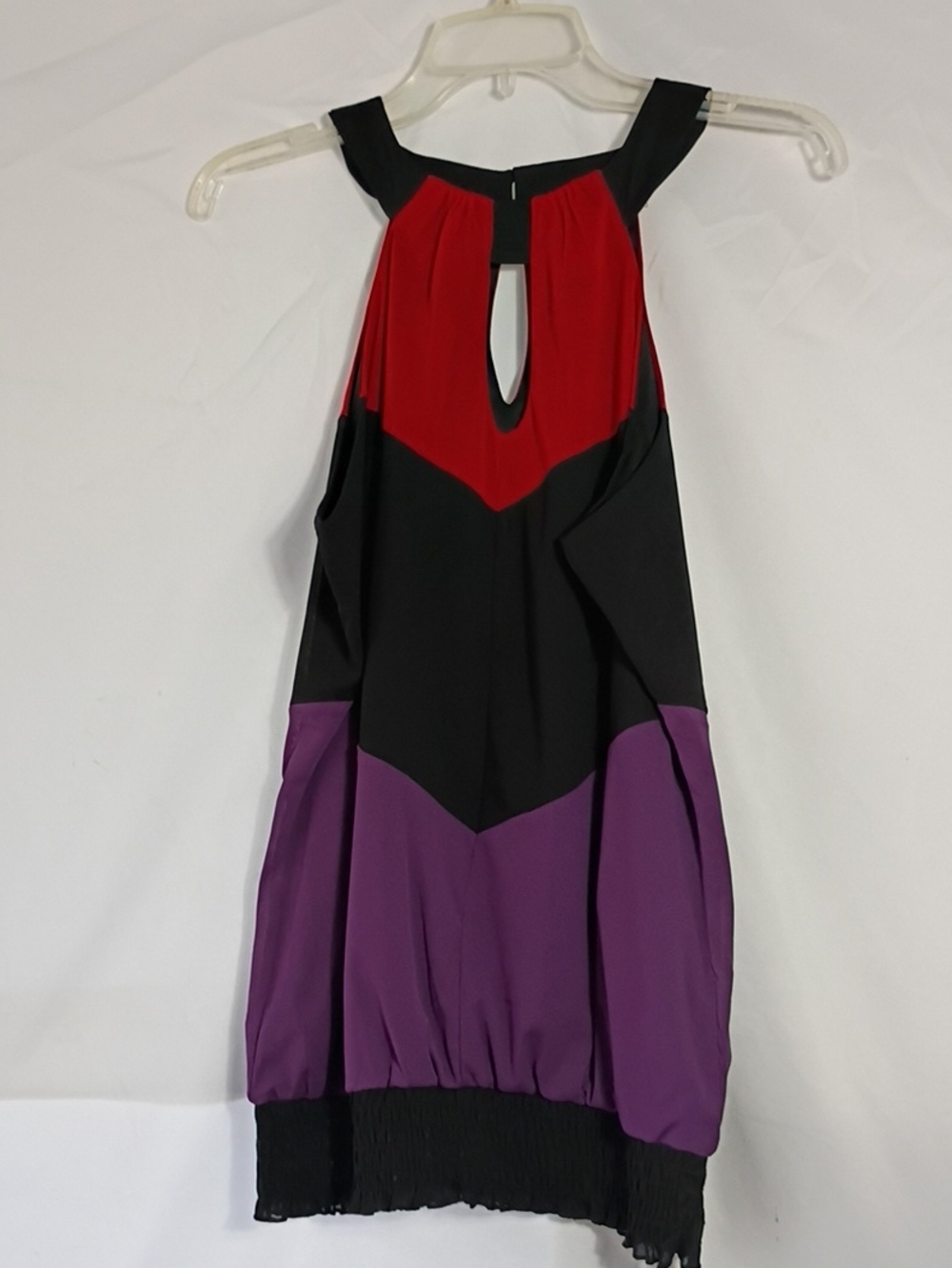 EUC Vintage Maurices Colorblock Halter Top Red, Black & Purple Women's Size Lg